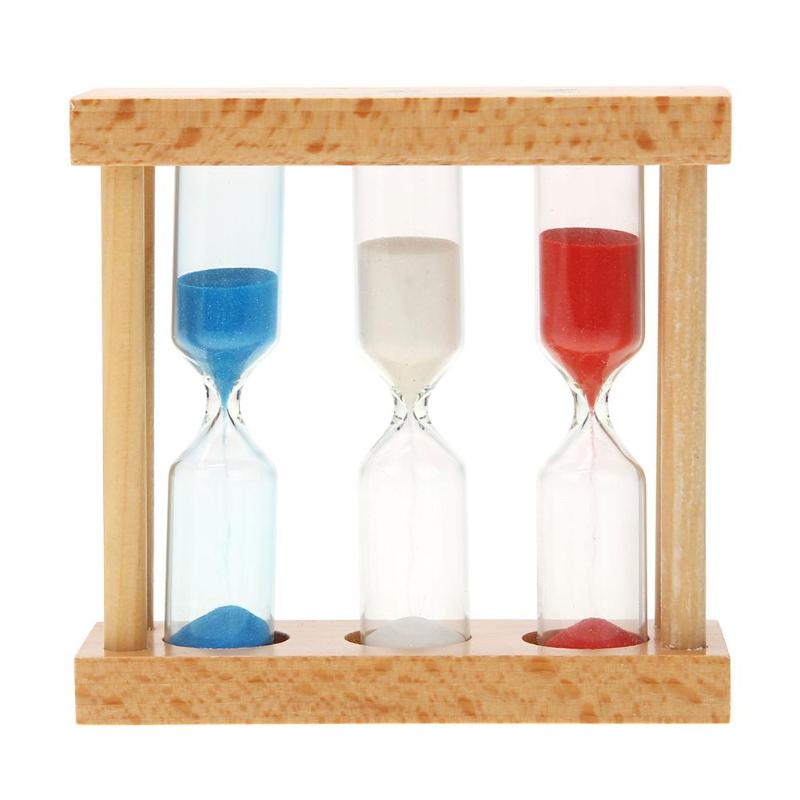 1/3/5 3/4/5 minutters træ timeglas sandglas sandur timere børn boligindretning ornament farverige timeglas
