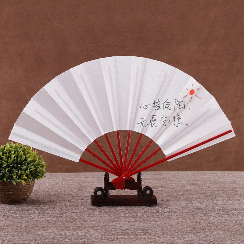 Rijst Papier Bakken Lak Side Bot Eetstokjes Fan Gedrukt Pocket Fan Woondecoratie Patroon Dans Handheld Fan: color19