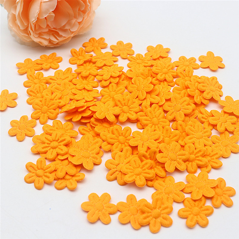 Tela de 2cm con cinco pétalos de flores en relieve, accesorios de tela de joyería DIY, Material de pegatinas de tela: Latón envejecido