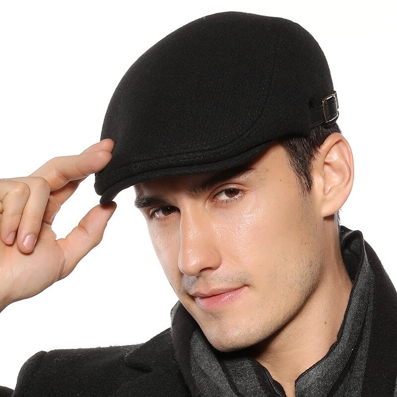 K258-gorros elegantes de lana para hombre, sombrero de boina para exteriores, otoño e invierno, gorra de Retro, sombrero de pintor, cuerno,