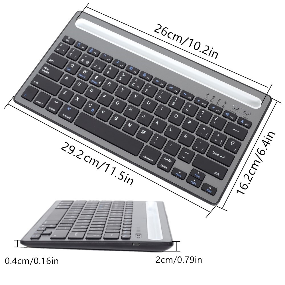 Bluetooth Keyboard Rechargeable Wireless Keyboard For iPad Phone Tablet Laptop Russian Spanish Keyboard For Android iOS Windows