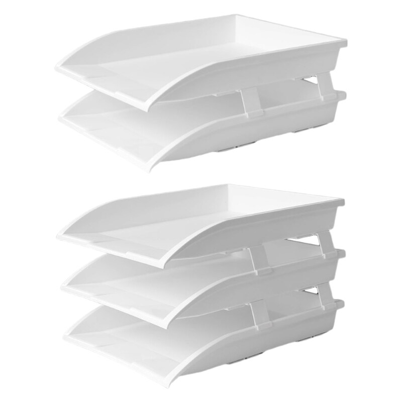 2/3 Tier Stackable Desktop Document Rack Letter Tray Organizer File Magazine Storage Holder Office Supplies