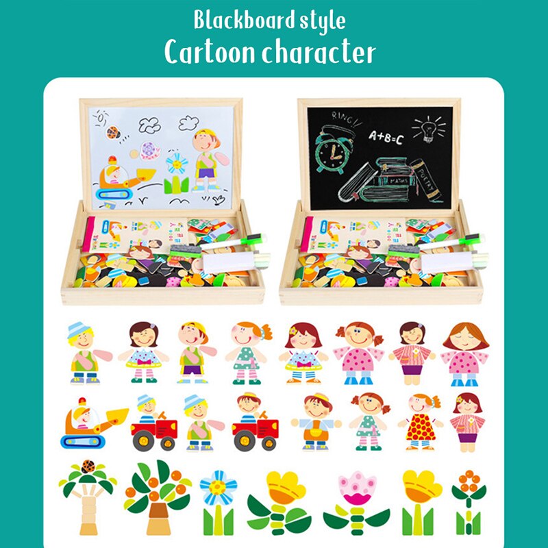 Magnetische Puzzel Kinderen Intellectuele Ontwikkeling Speelgoed Multifunctionele Jongen Meisje Baby Kleuterschool Vroege Onderwijs: Black