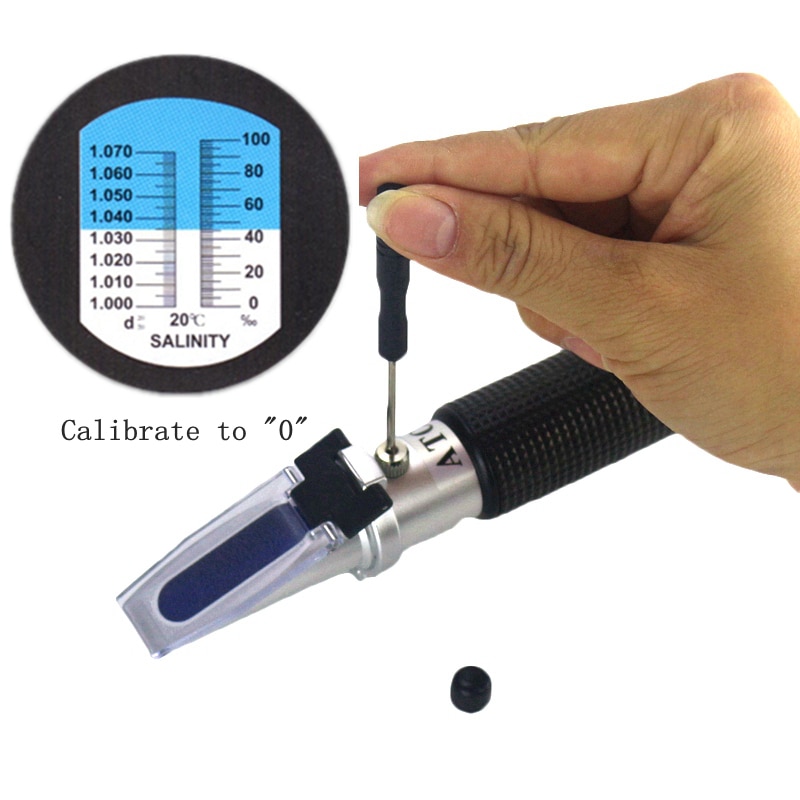 Saltindhold refraktometer håndholdt 0 ~ 10%  salt akvarietester hydrometer 1.000-1.070 sg saltmåler med atc