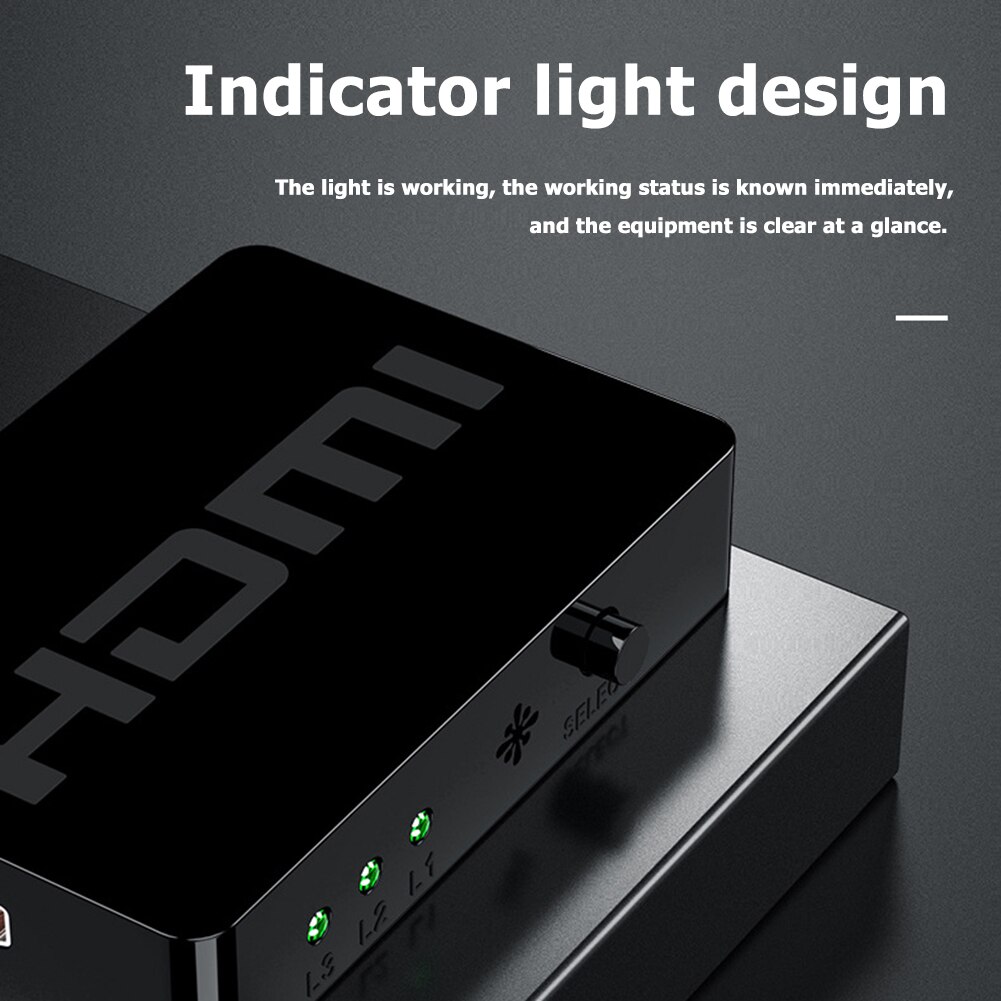 3 Port 1080P HDMI Switcher Plug Play Convenient Quick Operate 3x1 HDMI Splitter with Remote Control for PS4 TV Box