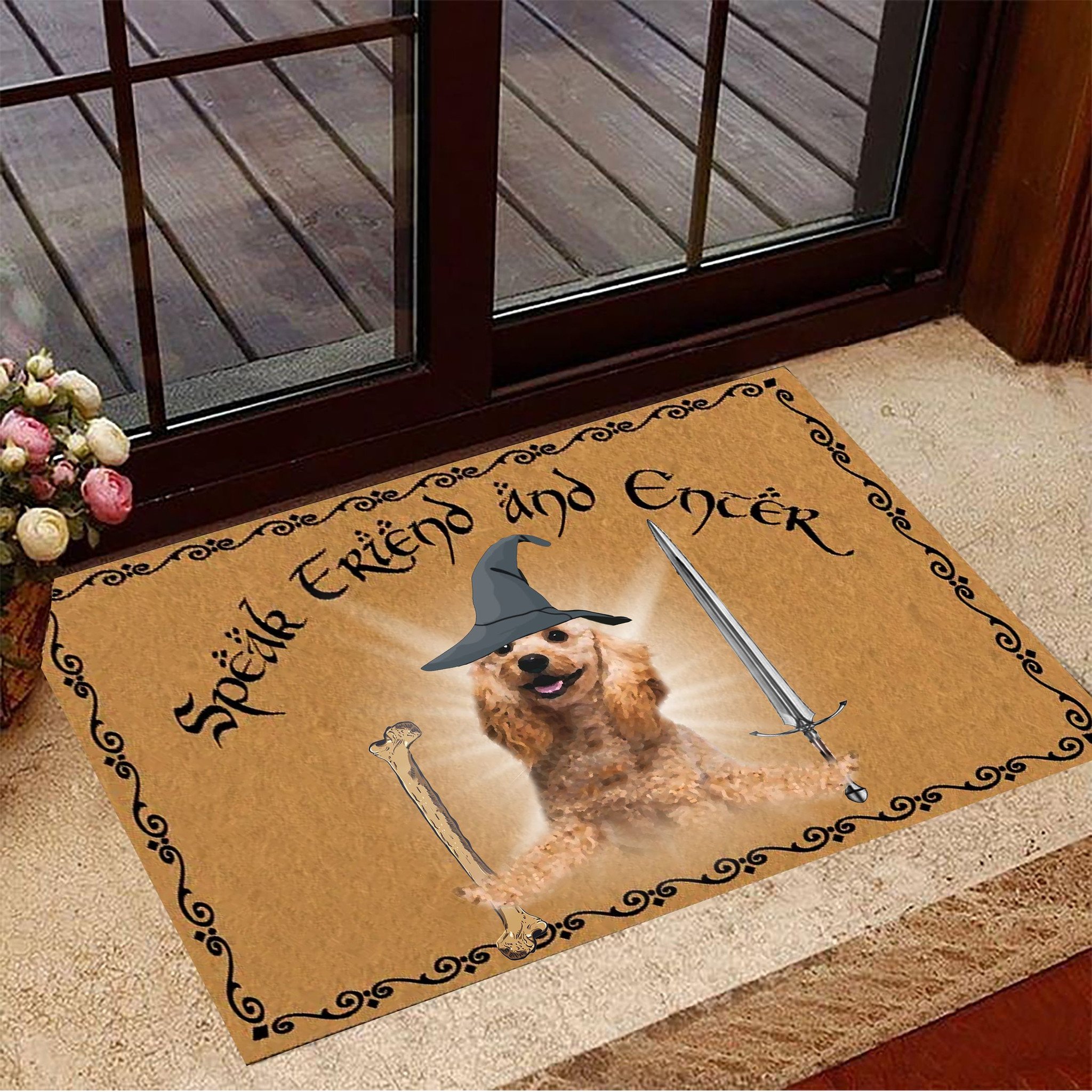 CLOOCL Golden retriever Speak Friend And Enter Doormat 3D Print Nonslip Absorbent Carpet for Bathroom Rug for Home: Doormat 10
