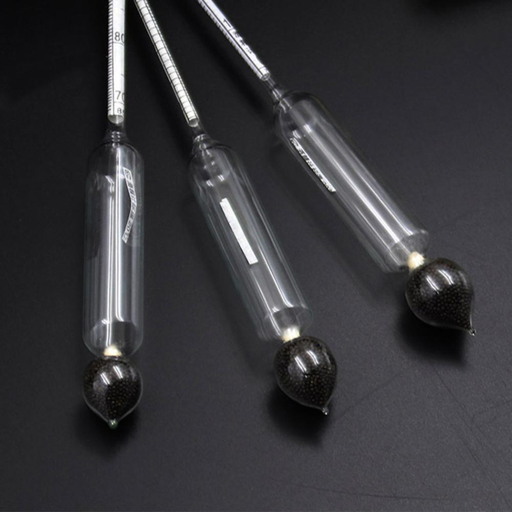 3pcs Glass Alcohol Meter Hydrometer Tester 0 to 100% With Thermometer Gadget Case Kit For Wine Instruments