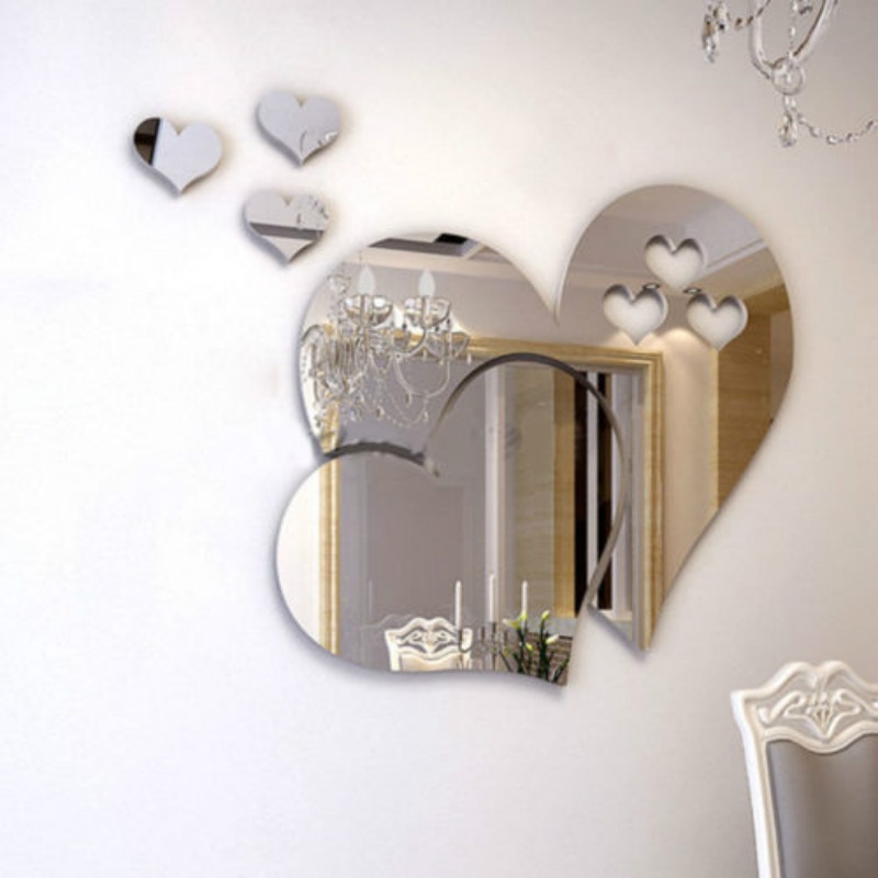 Pegatina de pared para espejo DIY, 3D pegatina de corazones, Mural de arte extraíble para habitación, decoración del hogar, espejo
