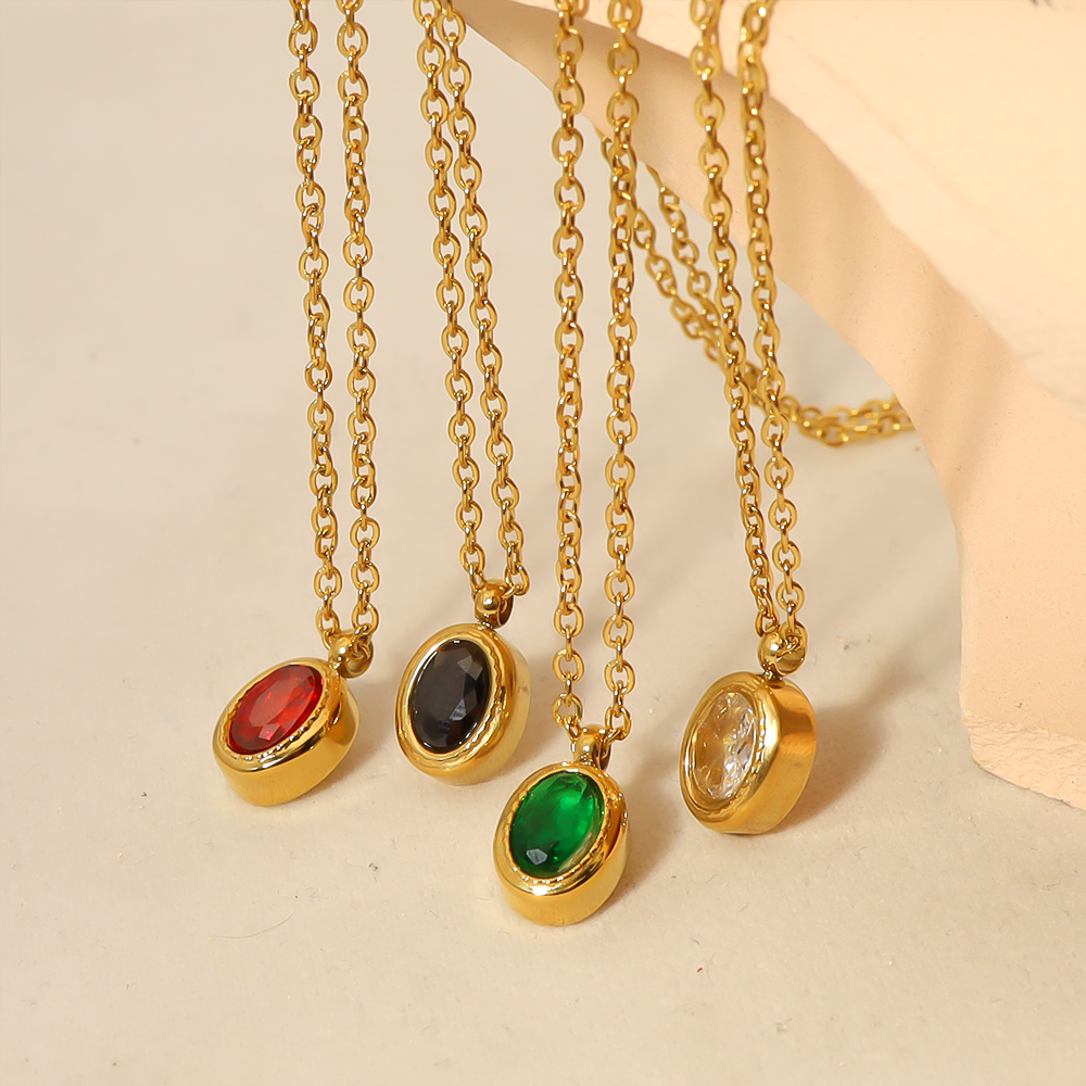 WILD & FREE Collar colgante de zircon de acero inoxidable dorado de 18K dama encanto cadena fina joyería de impermeable