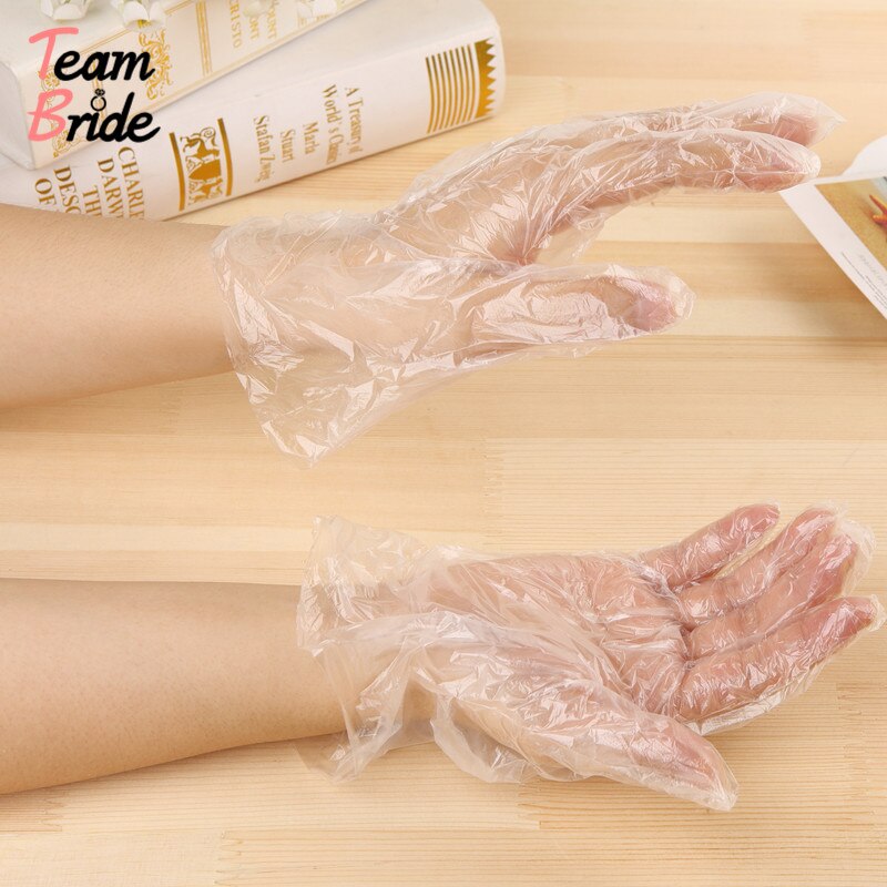 200pcs/Set Disposable Clear Gloves Food One-off Plastic Gloves Restaurant Cleaning Kitchen Cooking BBQ Food Gloves Supplies
