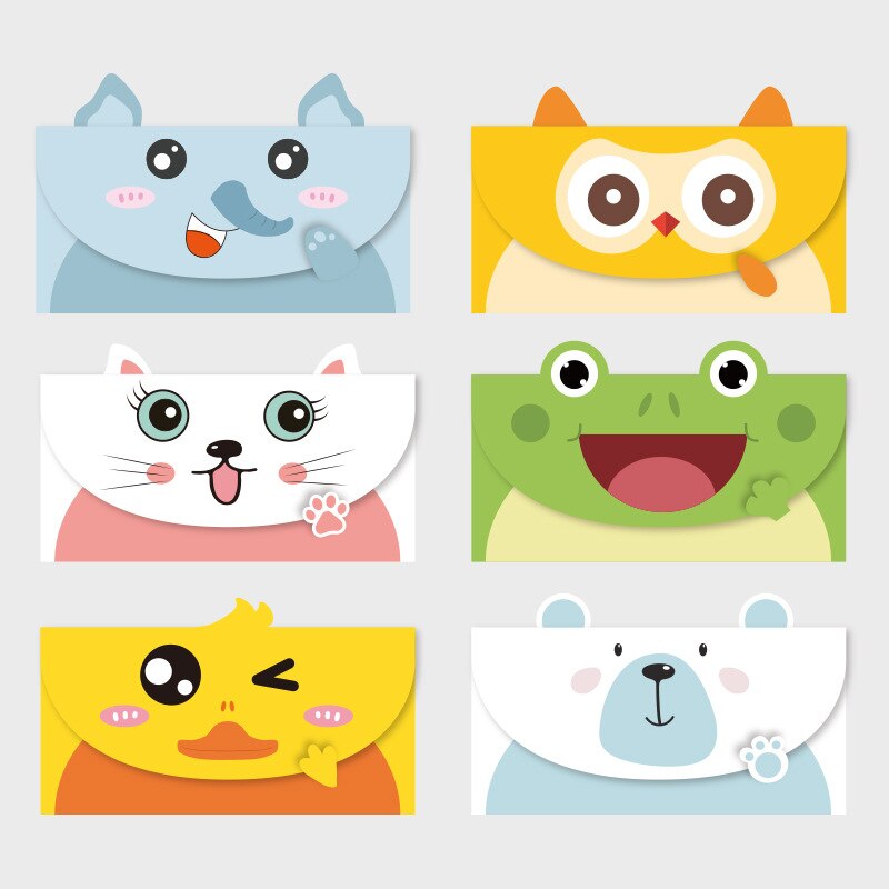 10 Stukken Van Kleurrijke Cartoon Dier Envelop Bericht Dank U Kaart Envelop Baby Verjaardagsfeestje Uitnodiging Envelop