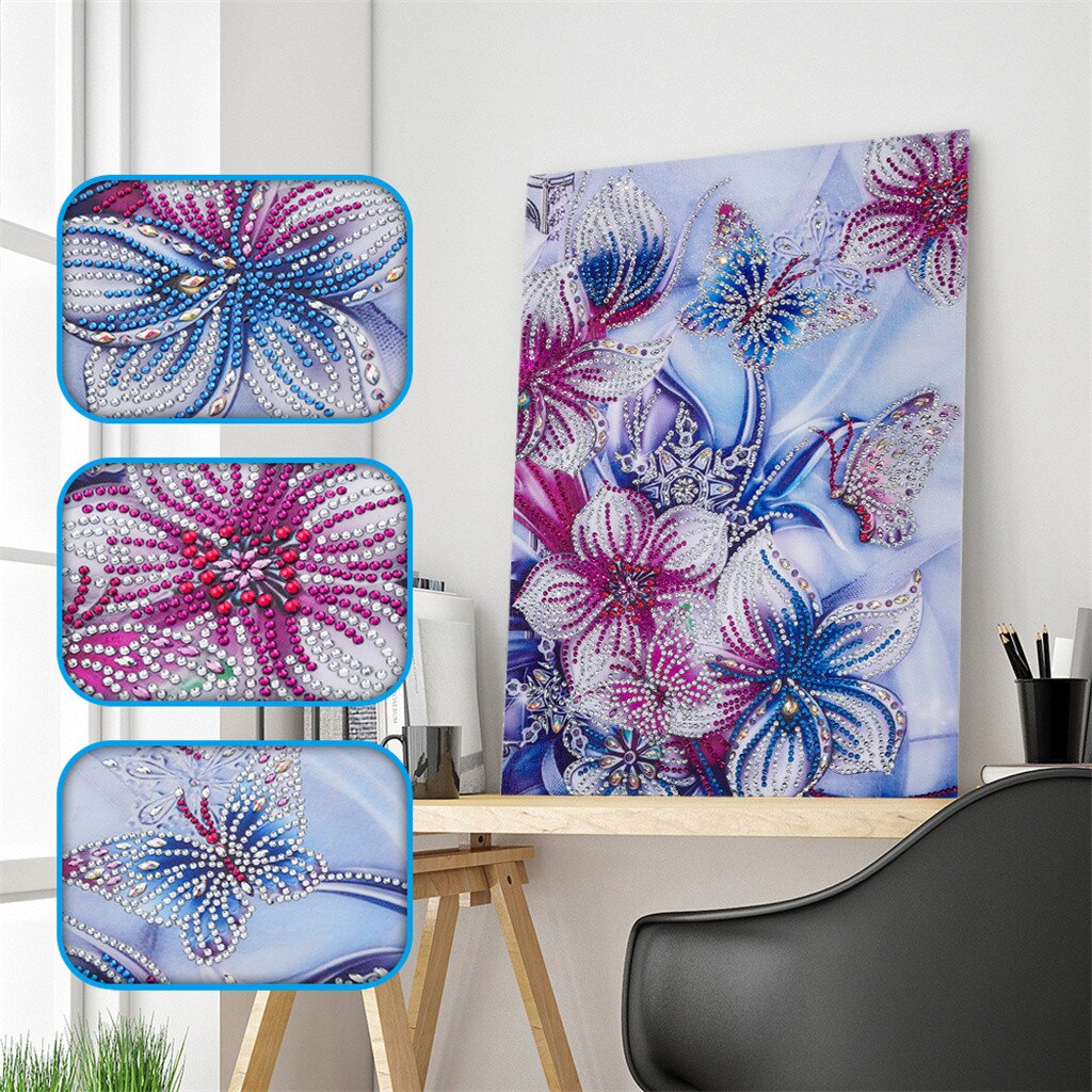 DIY 5D Special Shaped Diamond Painting Animal Flower Religious Butterfly 3D Picture Diamond Embroidery Children Christmas: beautiful flower