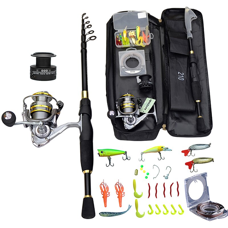 Telescopische Hengel Combo En Reel Volledige Kit Spinning Reel Fishing