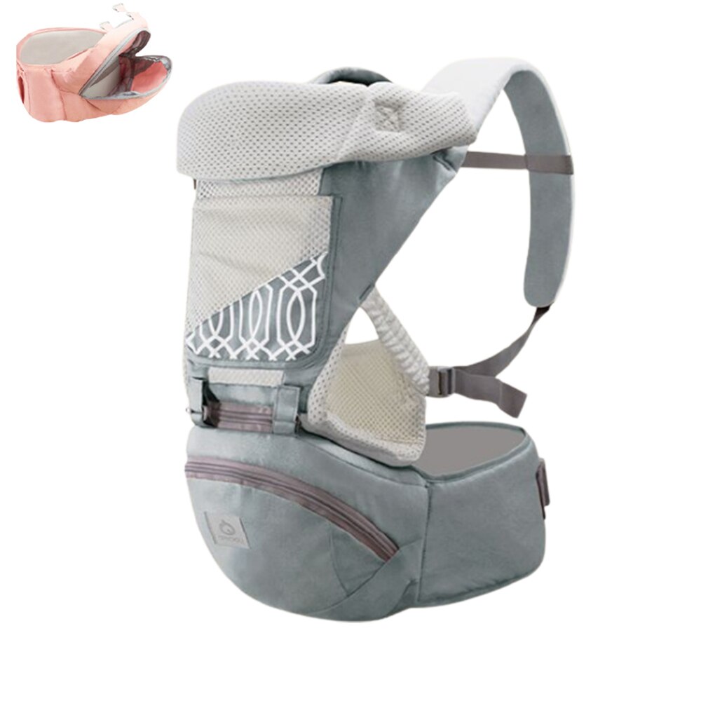 Baby Carrier Canguru Ergonômico Bebê 12 Posições 3 Em 1 Azul Para Uso de 0-36 month Baby Suporta peso Superior the 10 kg: Gray-Breathable