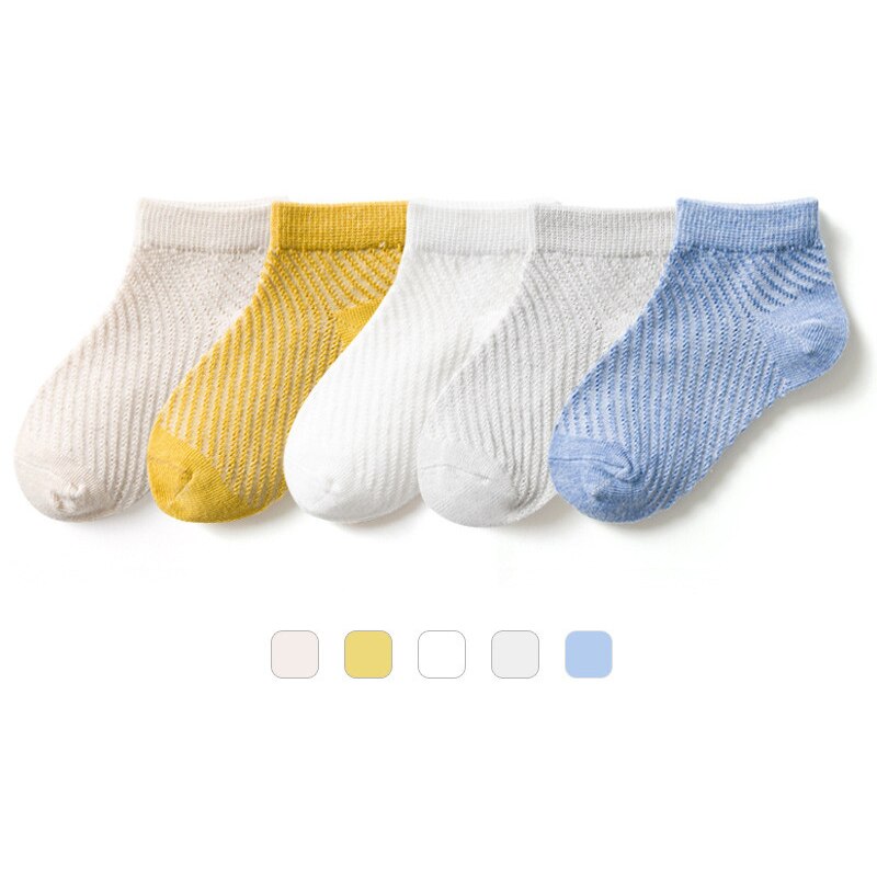 5 paia/lotto bambini accoglienti morbidi calzini in cotone a rete traspirante solido per 1-12Y Boy Girl Baby Teen Summer Kids abbigliamento accessori