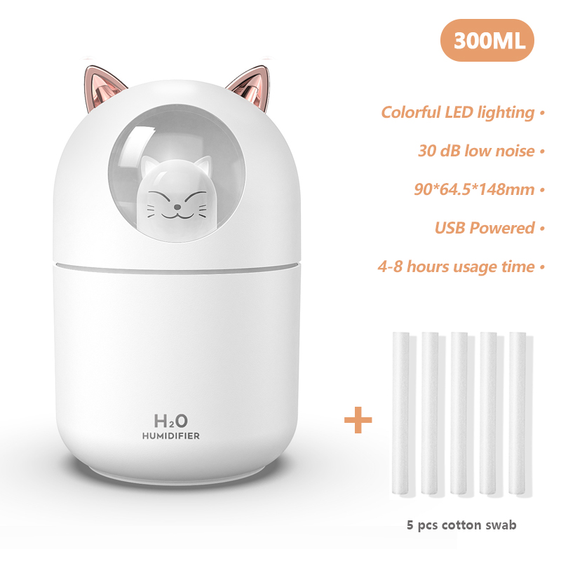 Lovely Cat Air Humidifier USB Aromatherapy Mist Maker Fogger with LED Lamp Mini Portable Ultrasonic Aroma Diffuser Air Purifier: 14