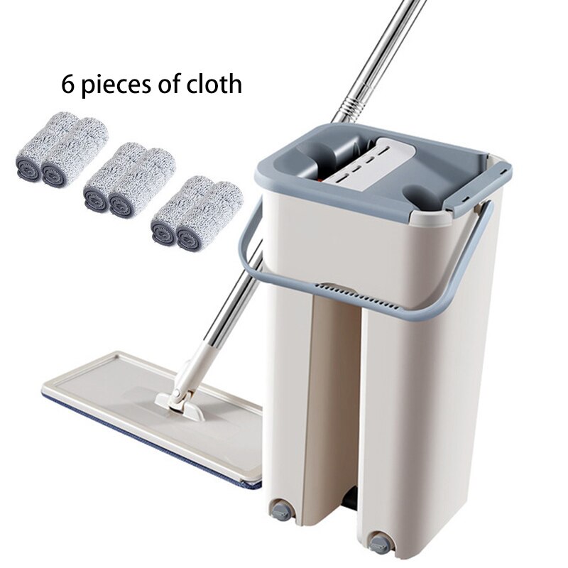 Nouvelle vadrouille magique automatique éviter le lavage des mains ultra-mince tissu de nettoyage des fibres maison cuisine plancher en bois paresseux collègues vadrouilles: gray 6pcs