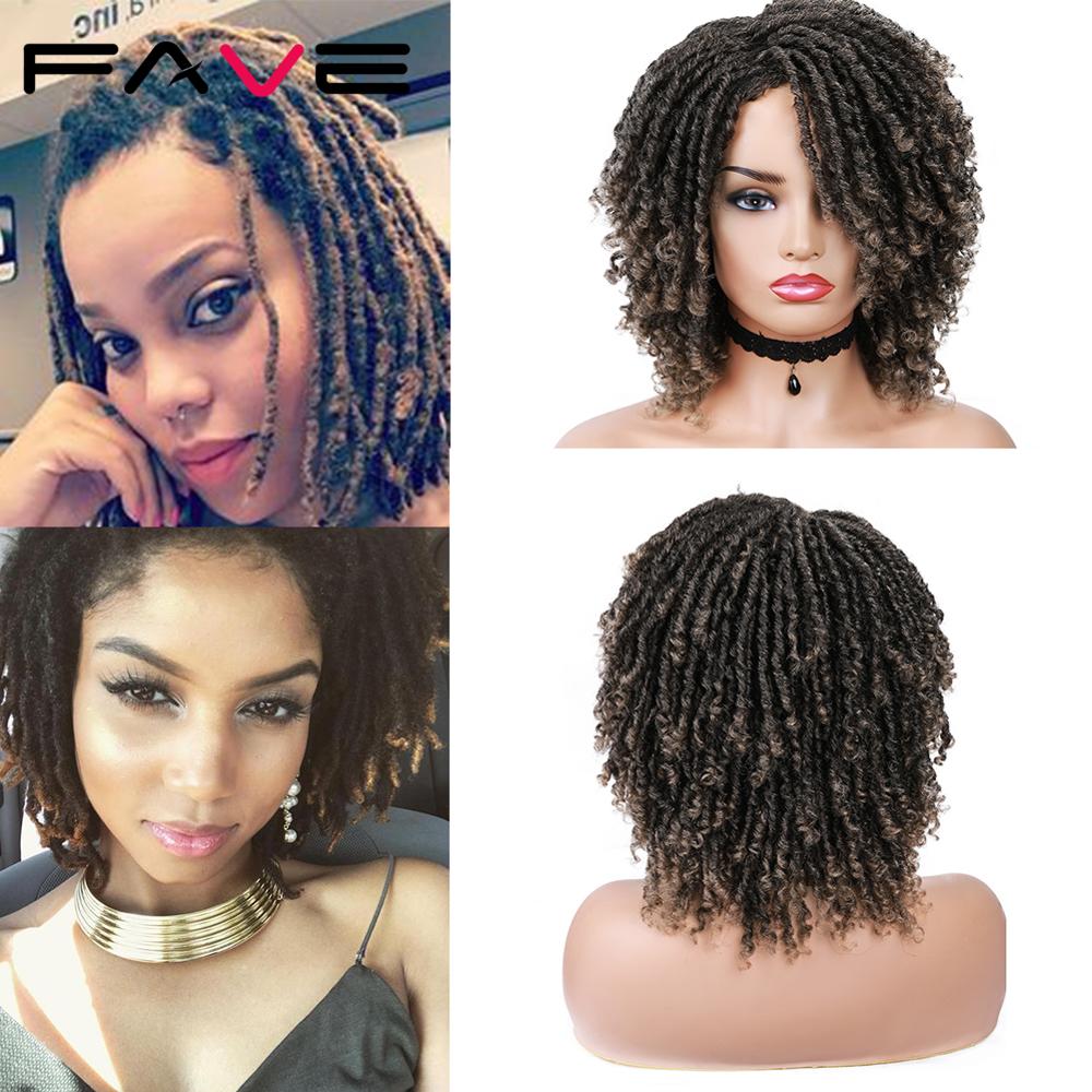 FAVE Dreadlock perruque noir Afro cheveux bouclés tressé torsion Dreadlock perruques résistant à la chaleur fibre synthétique quotidien fête perruque pour les femmes: 1B/27HL