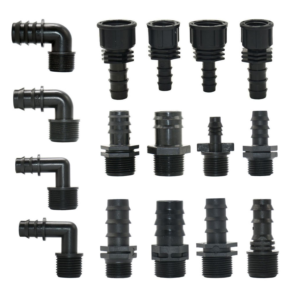 5pc 16/20/25/32mm Garten Schlauch PE Rohr Widerhaken Anschluss 1/2 3/4 1 "Gewinde gerade Ellenbogen Koppler passend zu Bauernhof Bewässerung Gelenke