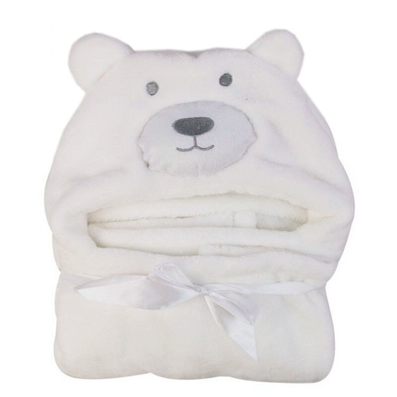 Pudcoco giraf bjørn formet hætteklædte badekåbe varm baby bad tegneserie håndklæde vaskeklud badning fodring klud blødt tæppe: Hvid bjørn