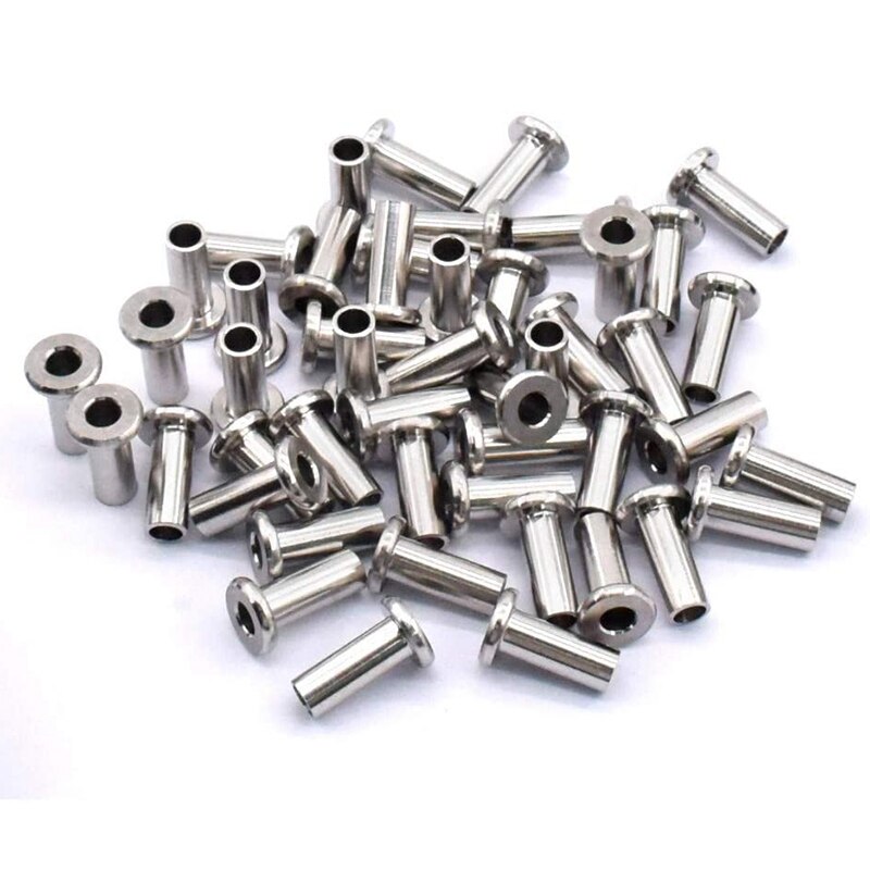 80Pcs T316 Stainless Steel Protector Sleeves for 1/8 Inch Deck Cable Railing Kit for Wood &amp; Metal Posts DIY Balustrade