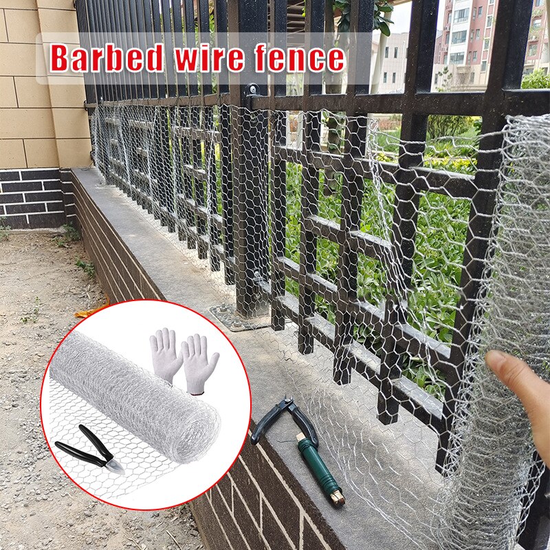 Galvanized Hexagonal Mesh Fench Lightweight Metal Barbed Wire Mesh DIY Project for Home Garden Courtyard