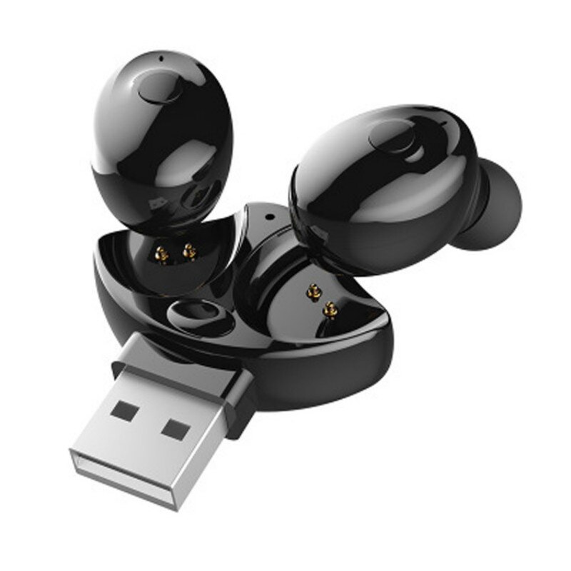 Mini Bluetooth 5.0 Earphone Single Sport Wireless Stereo Headset Portable Invisible In-Ear Business Earbud USB Magnetic Charger: double USB