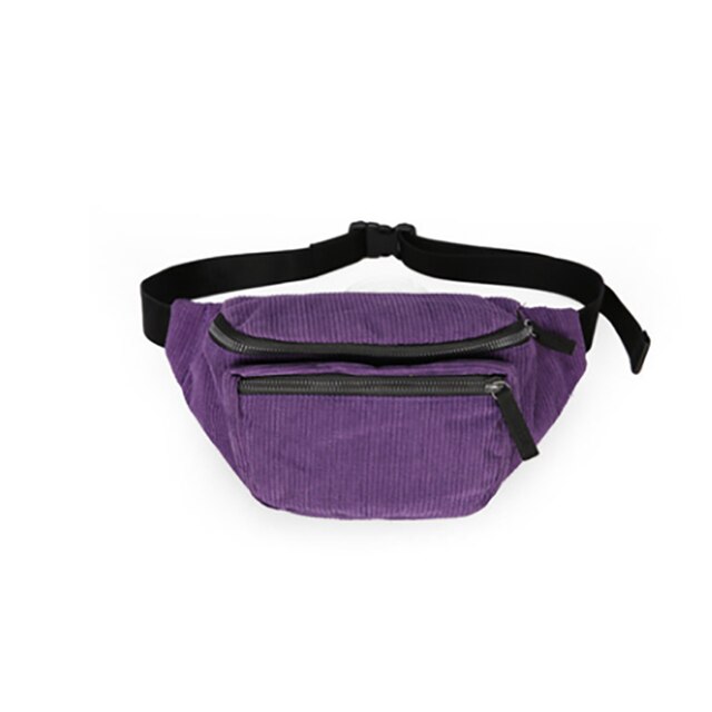 corduroy Waist Bag Zipper Chest Bag Sport Canvas Fanny Pack Girl Waist Belt Bags Phone Waist Pack for women: Color 3