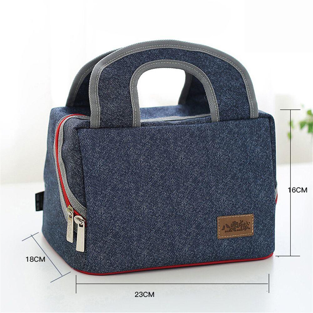 Portable Tote Heat Insulated Lunch Storage Cooler Food Box Denim Thermal Bag Portable Heat-insulated Cooler Lunch Box Tote: 5
