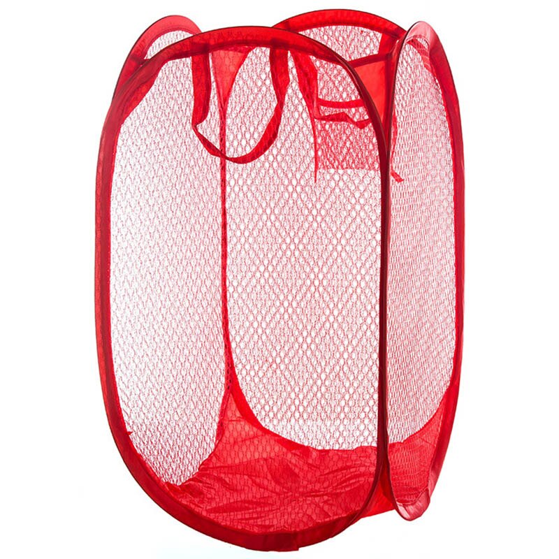 Stor kapacitet foldbart mesh snavset tøjkurv pop-up vaskeri hæmmer vask tøj legetøj opbevaring tønder ventilere kurv: Rød