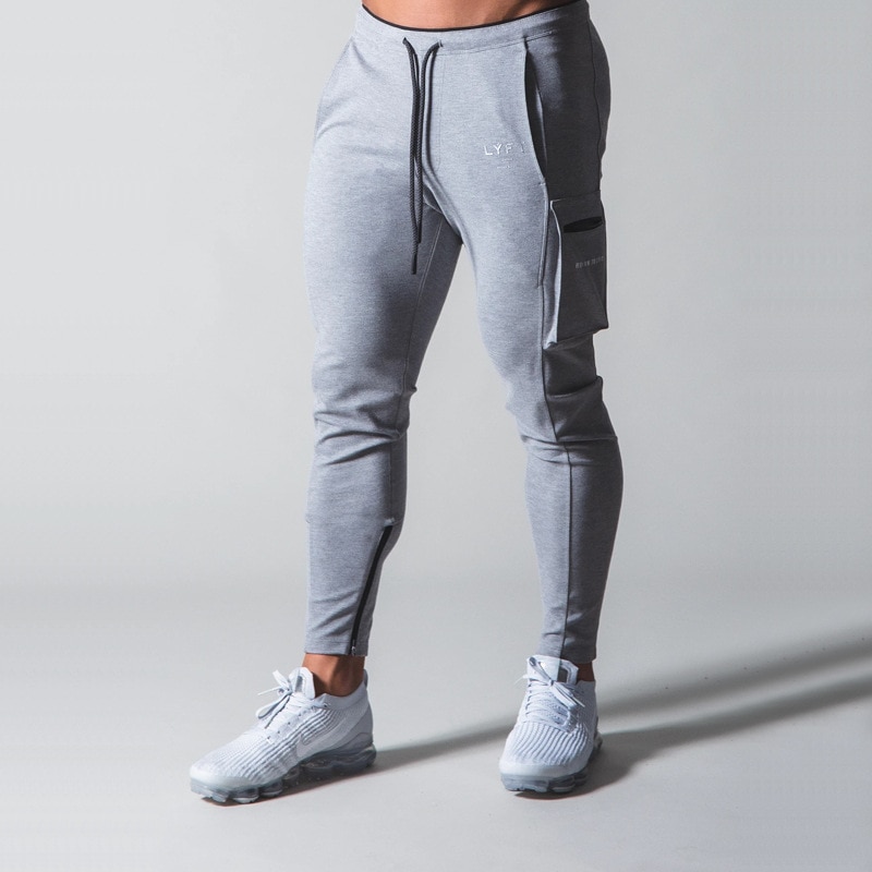 Herre lomme joggingbukser mænd fitness fitness fitness bukser man bomuld jogging sportsbukser plus size træningstøj
