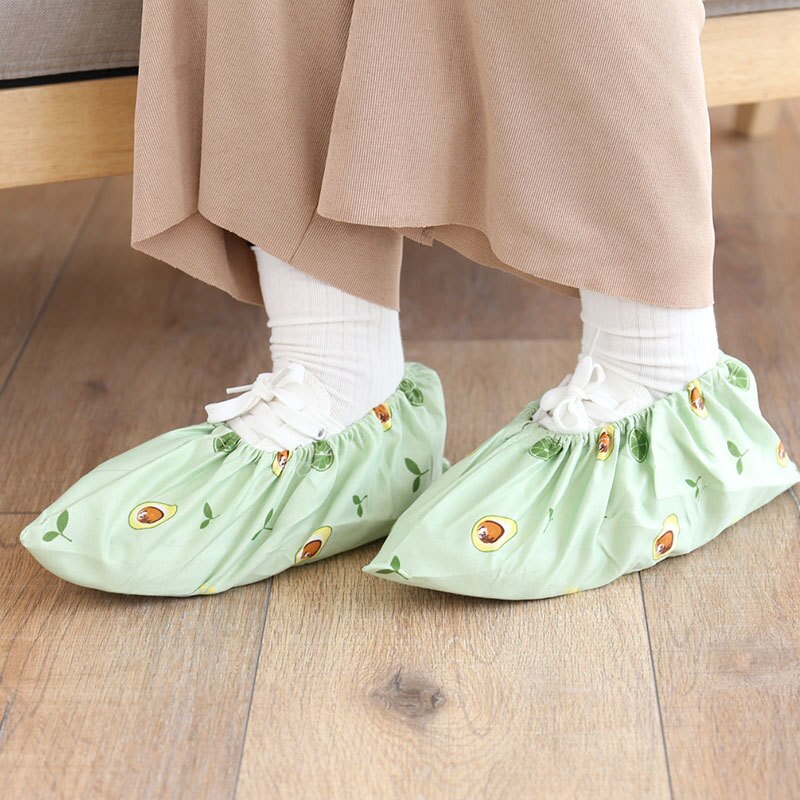 1Pair Thicken Reusable Elastic Shoe Cover Student Machine Room Print Dust Proof Feet Covers Home Indoor Antiskid Overshoes