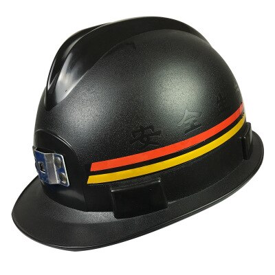 Casco de seguridad para mina subterránea, banda reflectante ABS mate, lámpara de minero portátil, casco de seguridad transpirable para trabajo: black