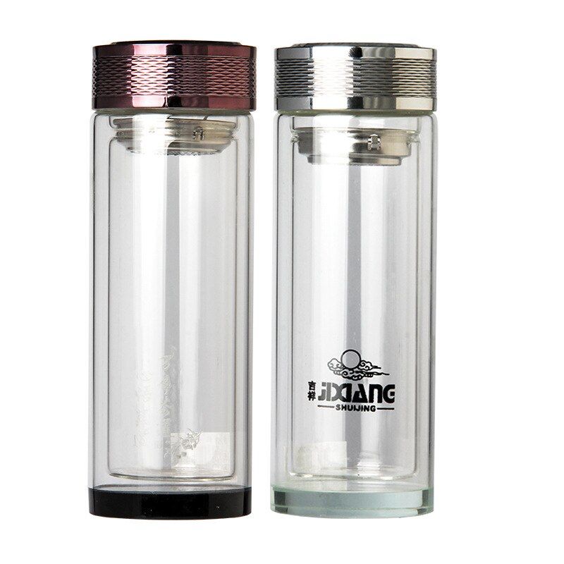Transparent Double Layer Water Cup Ad High Grade Transparent High Borosilicate Glass Water Bottles