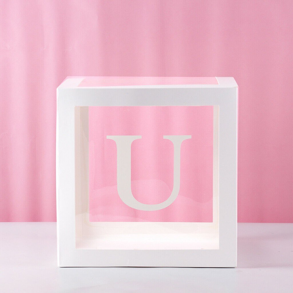 Letter A- Z Transparent Boxes Kid Birthday Baby Shower Birthday Party Decoration Shower Balloon Storage Box Party Supplies: U