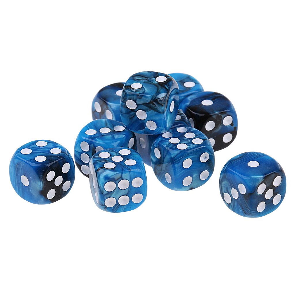 Set Van 10 6 Zijdig Opaque D6 16Mm Standaard Dice Die 2 Gemengde Kleur Dices
