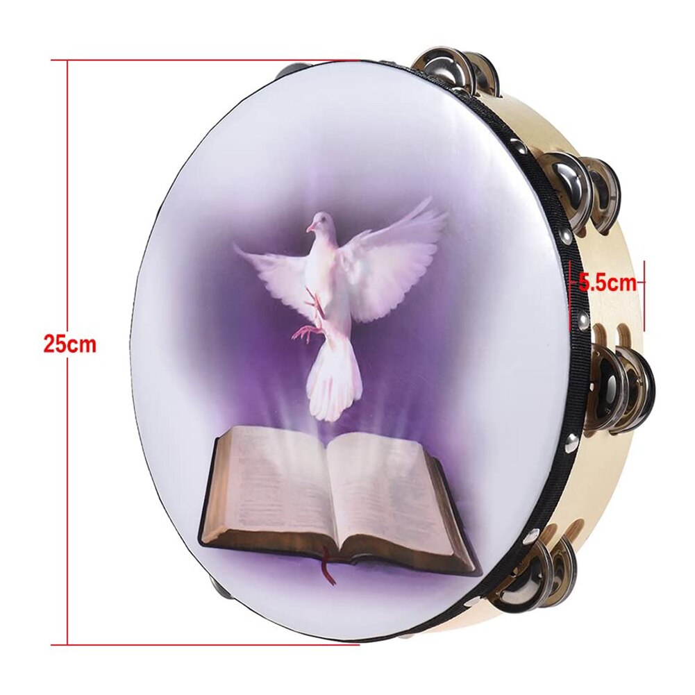 Tambourine Double Row Jingle Percussion Instrument Church Handheld Tambourine Single Row Tambourines with Jingle Bells: 25m