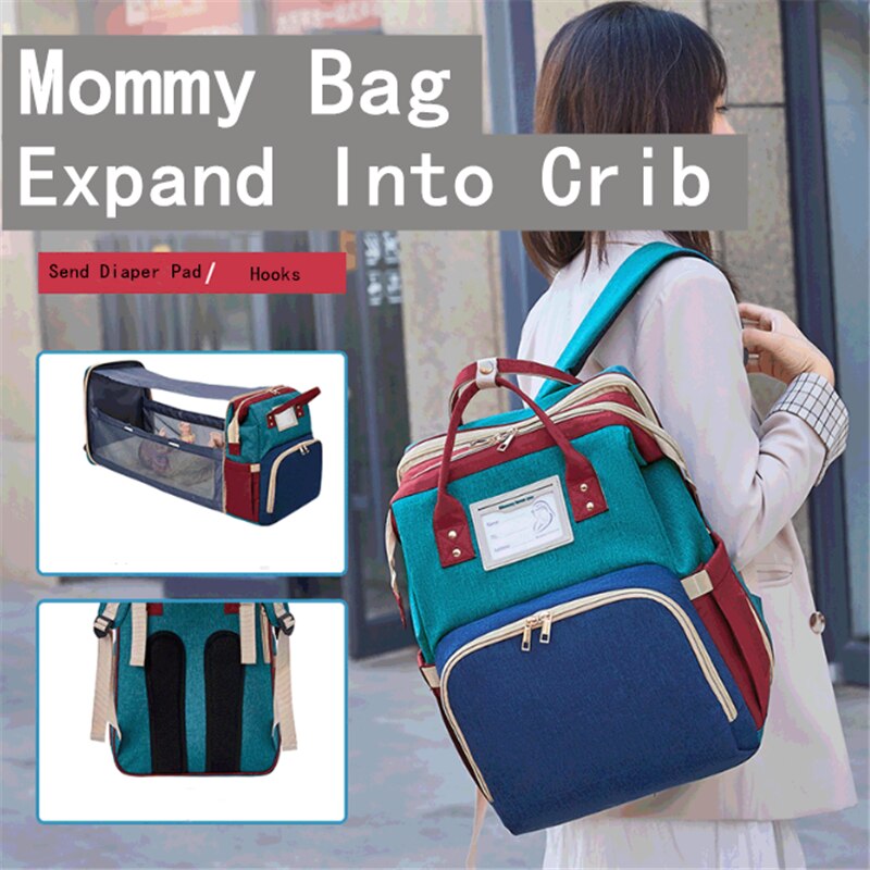 3 in 1 ble mommy taske rygsæk sammenklappelig baby seng vandtæt rejsetaske med usb opladning ble taske rygsæk med skifteseng