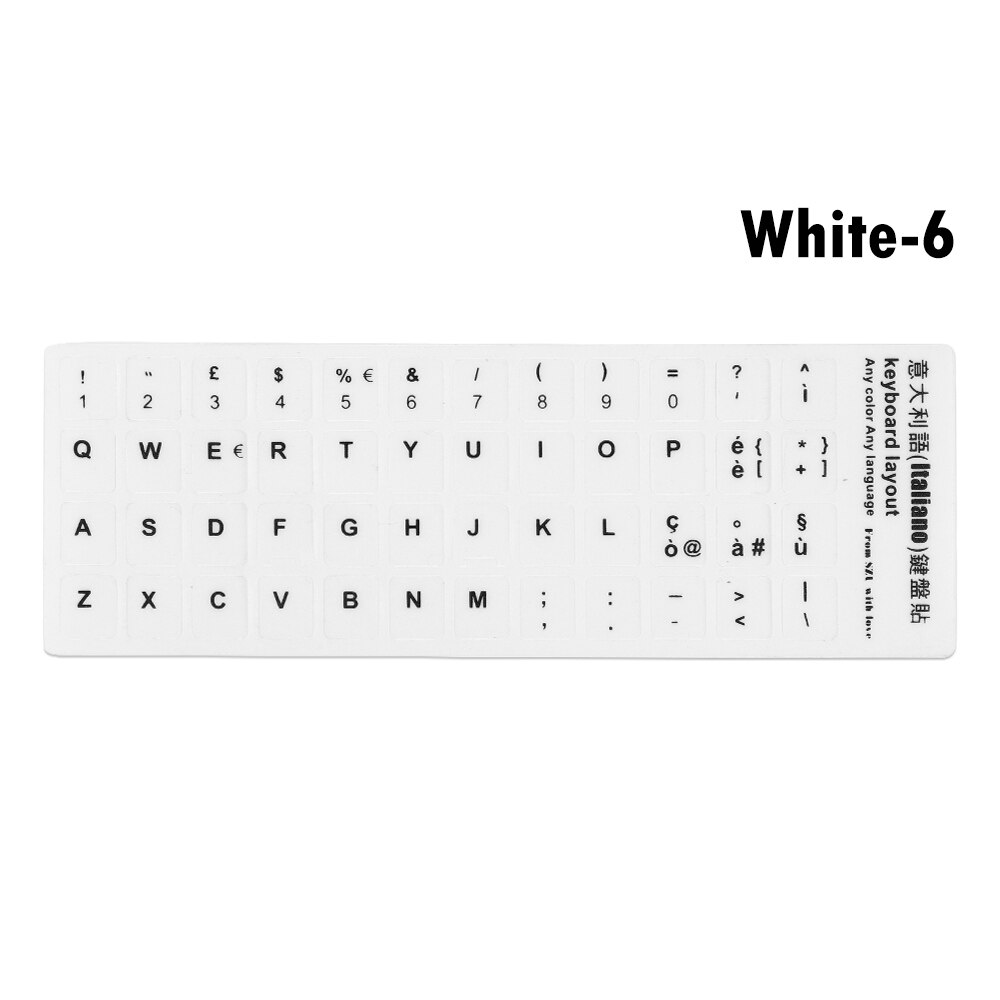 1PC Keyboard Stickers Non-slip Wear-resistant Alphabet Layout Keyboard Replacement Spanish/English/Russian/Japanese/Arabic: Italian white