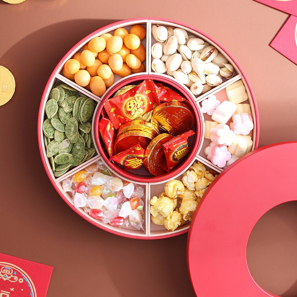 1pc Home Candy Box Compartments Dried Fruit Candy Box Food Storage Plate