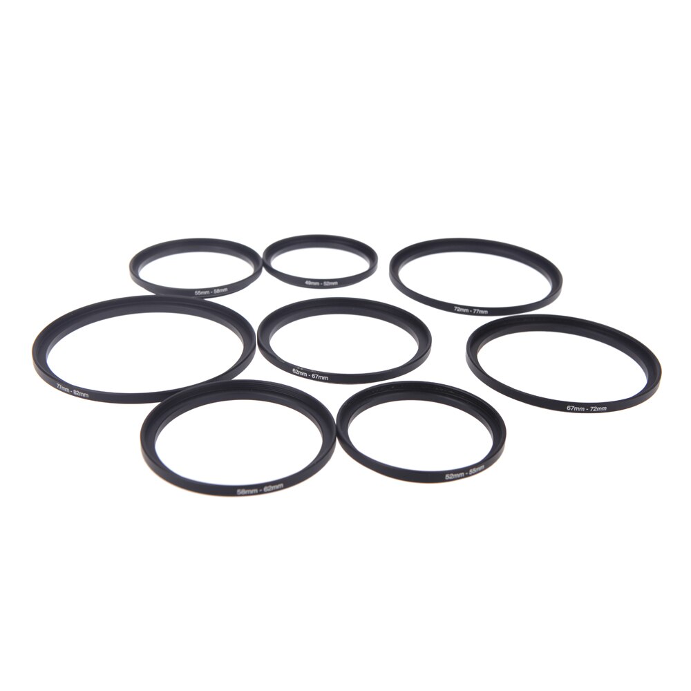 8pcs Filter Lens Step Up Rings Adapter Set 49-52-55-58-62-67-72-77-82mm 49mm-82mm Filter Lens Camera Accessories