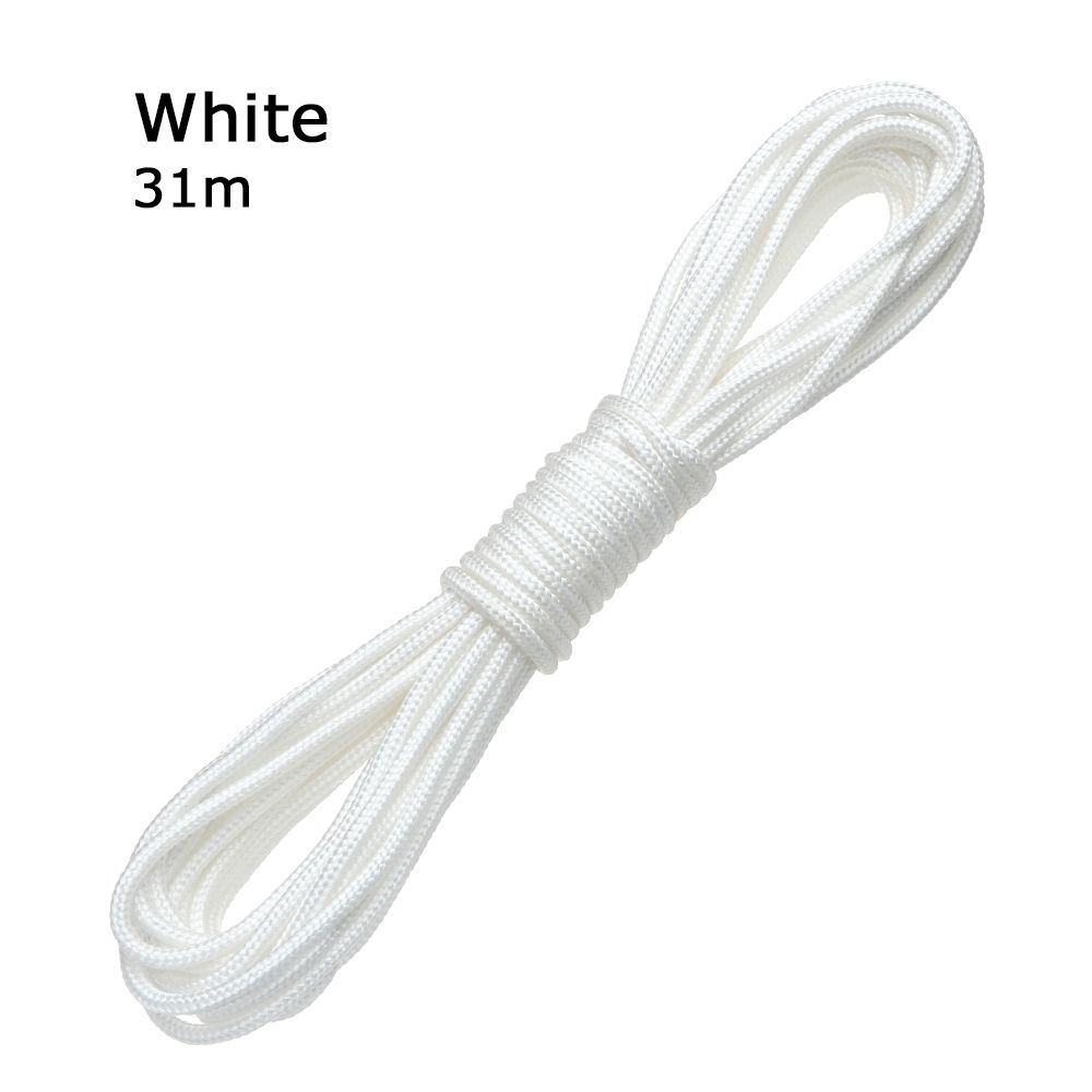 10m Used in The Jungle Clothes Drying Outdoor 4mm Braided Rope Lanyard Umbrella Rope: White-31m