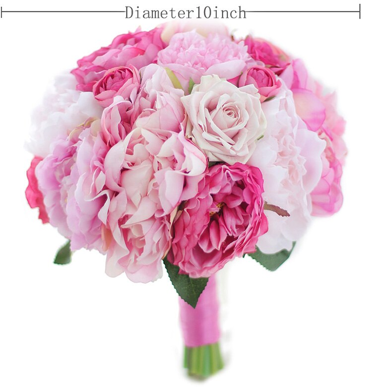 Iffo Handmade Peony Artificial bride Bouquet Pink & Pink Peony Holding flowers Bridesmaids Pink Peony Bouquet bridal: Bridal bouquet