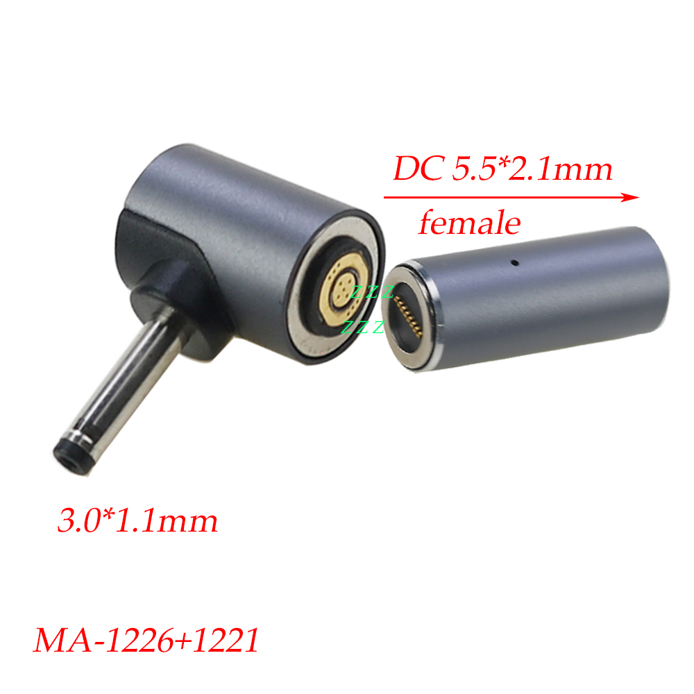 1set 8P Magnetic Fast Charging adapter 100W DC 5.5x2.1mm Female to 8Pin Round Connector to DC Plug Laptop Power Supply Charger: Dark Grey