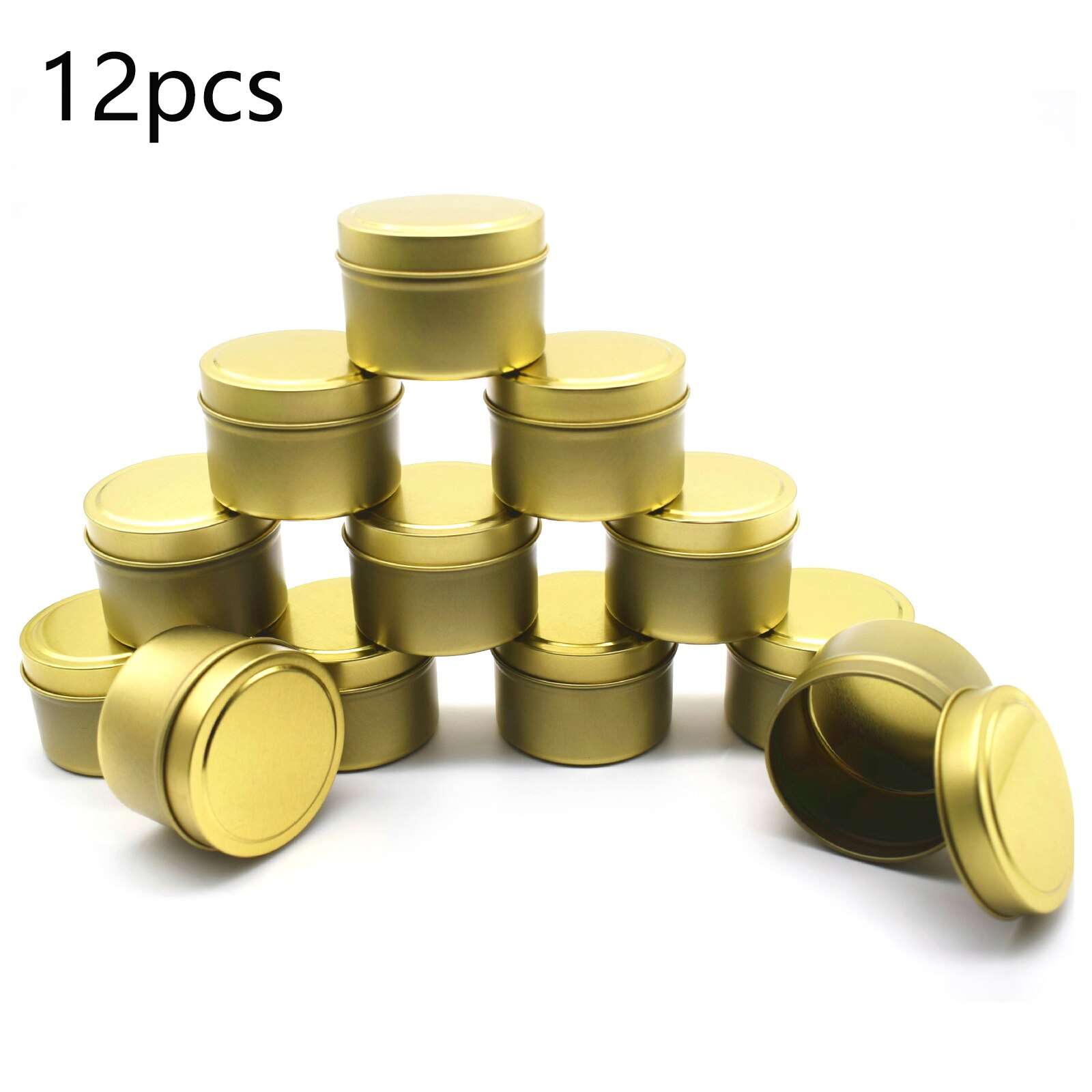 Latas redondas de Metal para velas, envases vacíos de lata de aluminio, 8oz, color negro y dorado, al por mayor, 12 Uds.