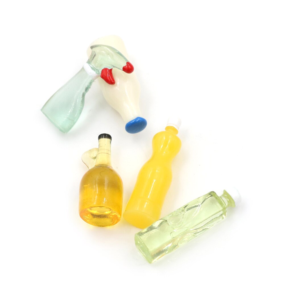 1:12 Scale Toy 5 Pieces Plastic Kitchen Bottles Height 3cm Dollhouse Miniature for Doll Accessories