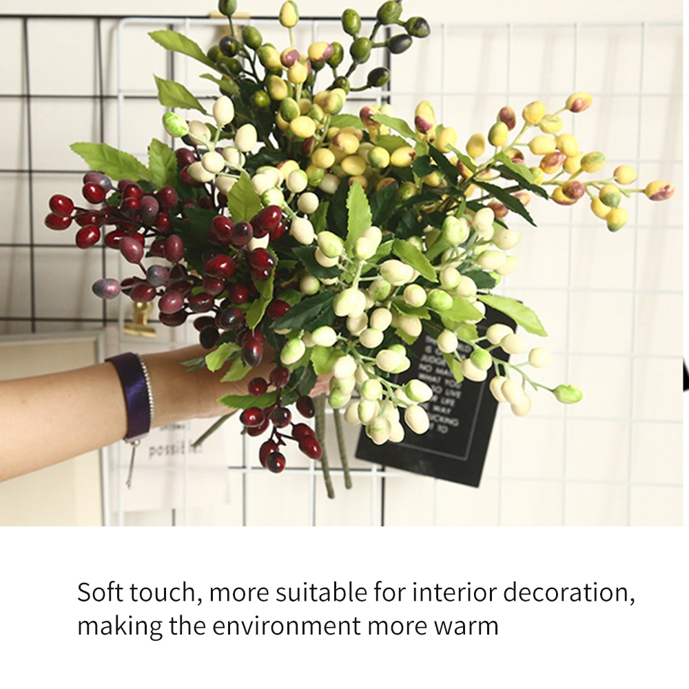 Artificial Olive Bean Flower Tree Branch Bouquet Greenery Flower Plant Decoration For DIY Wedding Party Home Garden Props Supply