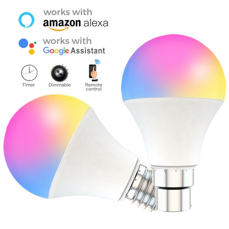 Wifi Smart Bulb 15W E27 B22 Dimmable RGB+CCT Smart Bulb Voice Control Work With Alexa Google Home For Home Lighting