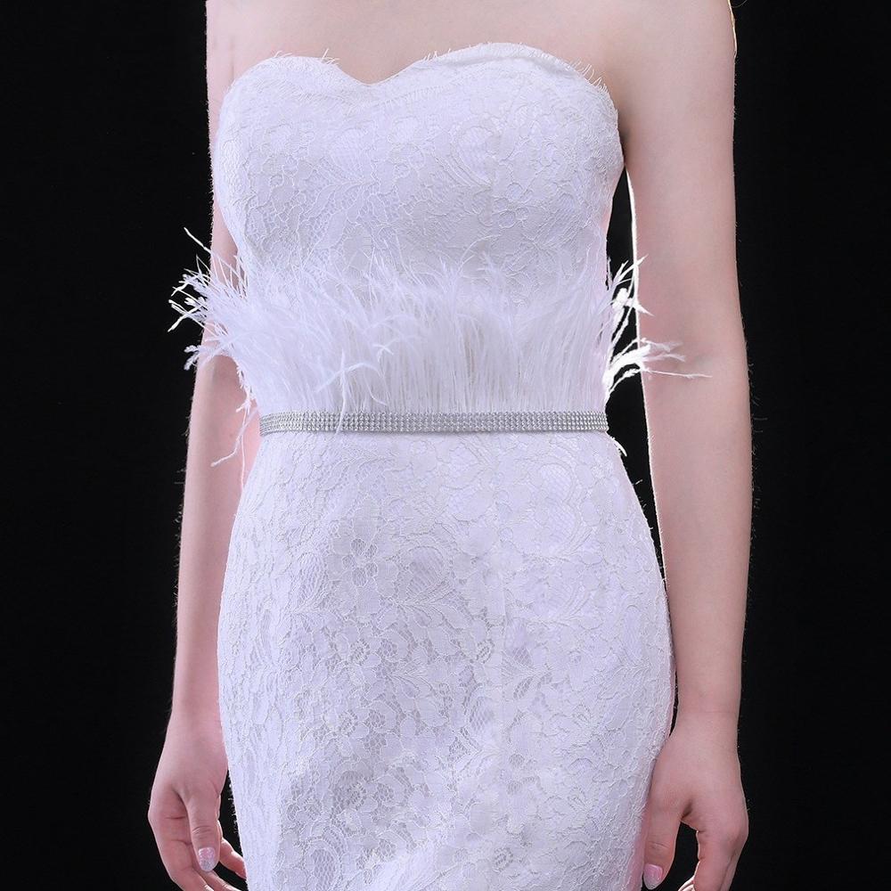 JaneVini-cinturón con cuentas de plumas de decoración para mujer, cinturones nupciales con diamantes de imitación de cristal para vestido de boda, joyería para novia y dama de honor