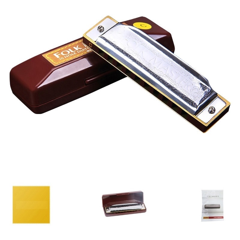 C Key Harmonica Rvs Standaard Harmonica 10 Hole Diatonische Harmonica Key Van Tone Met Case Voor Beginner Student